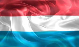 3D-illustration av en luxemburgsk flagga - realistiskt viftande tygflagga foto