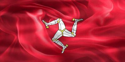 3D-illustration av en isle of man flagga - realistiska viftande tygflagga foto