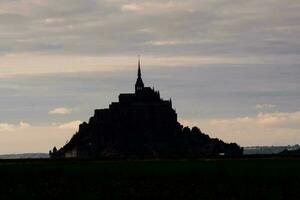 le mont saint-michel tidvattens- ö, Normandie, nordlig Frankrike foto