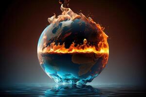 överhettning planet jord global uppvärmningen kampanj blandad media. generativ ai foto