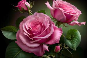 bakgrund bild av rosa rosor. generativ ai foto