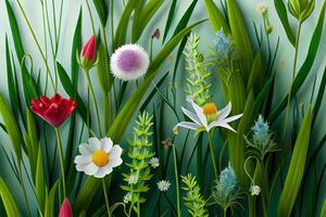 handmålad realistisk blommig bakgrund. generativ ai foto