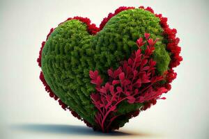 underbar röd hjärta på buske eller buske foto
