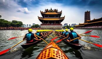 zongzi ris klimp för kinesisk traditionell drake båt festival Duanwu festival. ai genererad. foto