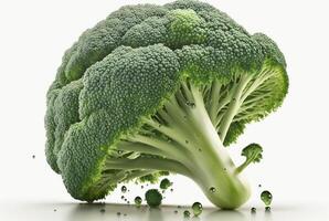 broccoli, rå och färsk isolerat vit bakgrund. generativ ai foto