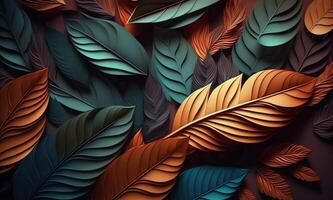 färgrik löv abstrakt bakgrund. generativ ai foto