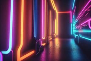 realistisk neon ljus bakgrund. generativ ai foto