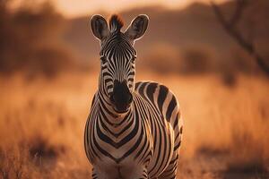 porträtt zebra på de skog ai generera foto