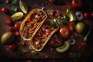 tacos med vegetabiliska ai generera foto