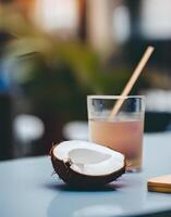 utsökt cocktail med kokos fri Foto ai genererad