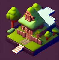 3d modell av en hus med en tecken den där säger kartong Hem fri Foto ai genererad