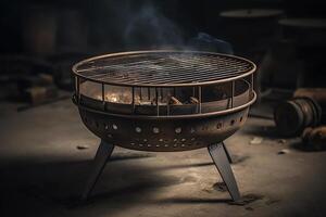 runda utegrill grill. ai genererad foto