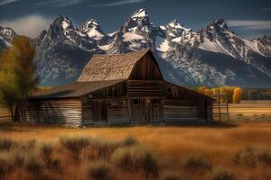 moulton ladugård stor teton nationell parkera. ai genererad foto