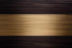 en gyllene ram på trä- textur. ai genererad foto