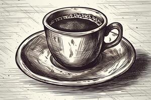 kaffe råna hand dragen illustration. ai genererad foto