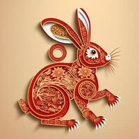 kanin symbol av kinesisk lunar ny år 2023 papper skära design. generativ ai foto