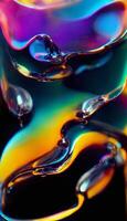 abstrakt färgrik flytande design med droppar och bubblor, generativ ai foto