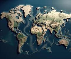 värld Karta kontinenter . ai genererad foto