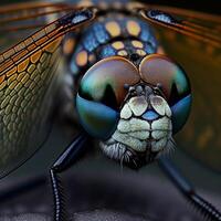 närbild makro fotografi av drake flyga hus flyga flugor insekter ai generativ foto