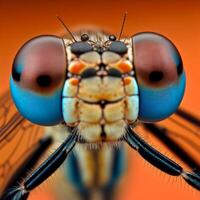 närbild makro fotografi av drake flyga hus flyga flugor insekter ai generativ foto