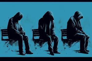 depression och känsla ensam blå vänster ut ensamhet större depressiv episod mde i enkel grafisk design stil svart och neutral färger hög kontrast symbolisk ai. ai genererad foto