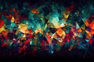 abstrakt triangel mosaik- i djärv och ljus färger. ai genererad foto