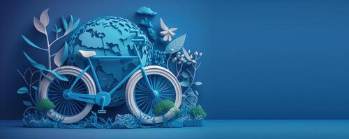 värld cykel dag bakgrund med kopia Plats, eco vänlig cykel begrepp. generativ ai foto