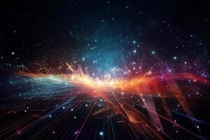 galax Plats och teknologi tema med rörelse ljus spår abstrakt bakgrund. ai genererad foto