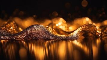 svart och guld bokeh skinande abstrakt bakgrund. generativ ai foto