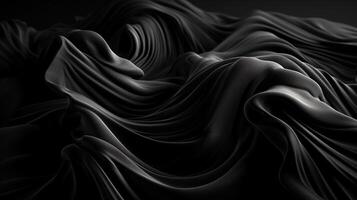 svart tyg i vågig bokeh abstrakt bakgrund. generativ ai foto
