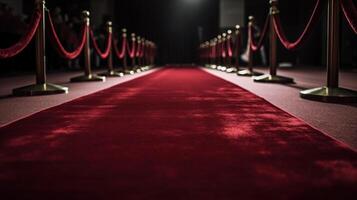 de glitz och glamour av de röd matta på ett utmärkelser ceremoni. generativ ai foto