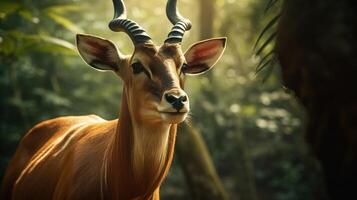 bongo antilop i de djungel. generativ ai foto