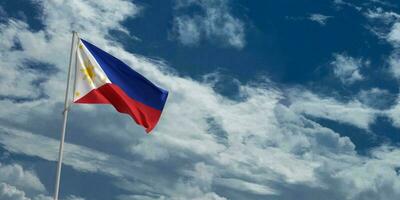 filippinska flagga nation Land röd vit blå blå himmel bakgrund tapet kopia Plats Asien ikon design manila firande festival oberoende frihet filippinare person företag regering.3d framställa foto