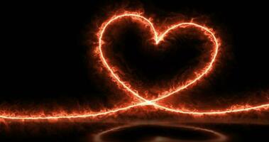 abstrakt ljus orange eldig energi ljus kärlek hjärta med reflektioner och brand abstrakt bakgrund foto