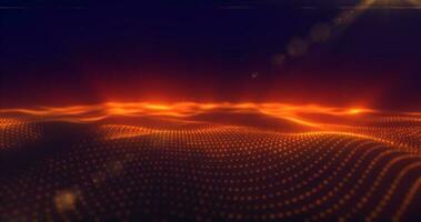 abstrakt orange energi yta med magi vågor av partiklar och poäng med ett slut bakgrund av fläck och glöd med ett abstrakt bakgrund foto