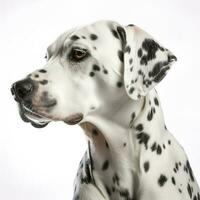 skönhet dalmatian hund, isolerat på vit bakgrund, generera ai foto