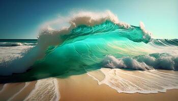 skön tropica Vinka sommar hav ai genererad bild foto