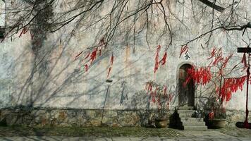 de skön traditionell kinesisk by se med de klassisk arkitektur och smal körfält som bakgrund foto