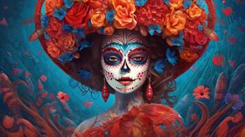 dag av de död, dia de los muertos. illustration ai generativ foto