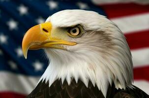 skallig Örn amerikan flagga stater. generera ai foto