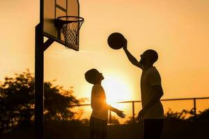 far son spelar basketboll. generera ai foto