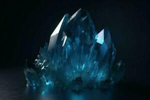 blå kristall sten strukturera. generera ai foto