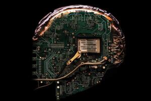 dator styrelse i de form av de hjärna av en mänsklig huvud generativ ai foto