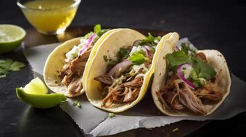 mexikansk fläsk carnitas tacos illustration ai generativ foto