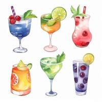 vattenfärg sommar cocktail. illustration ai generativ foto