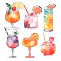 vattenfärg sommar cocktail. illustration ai generativ foto