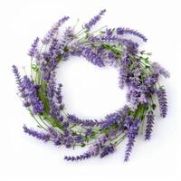 lavendel- blomma krans. illustration ai generativ foto