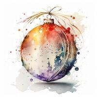 vattenfärg jul boll dekoration. illustration ai generativ foto