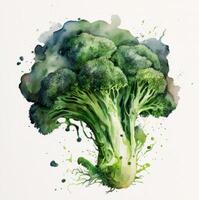 broccoli vattenfärg. illustration ai generativ foto