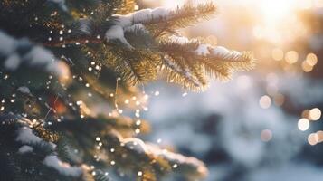 vinter- jul träd bakgrund. illustration ai generativ foto